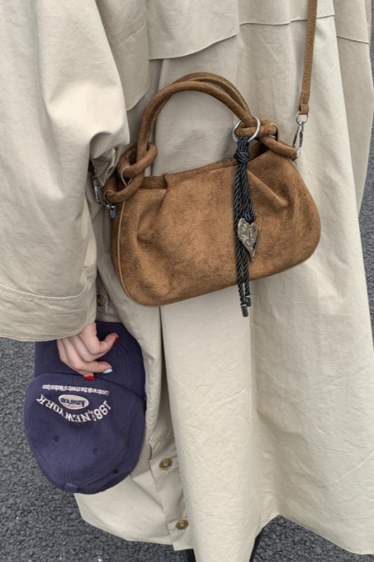 Bolso Bandolera Elegante Vintage con Charm de Nube Plisado