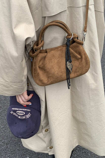 Bolso Bandolera Elegante Vintage con Charm de Nube Plisado
