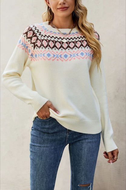 Suéter Jacquard de Punto Cuello Redondo
