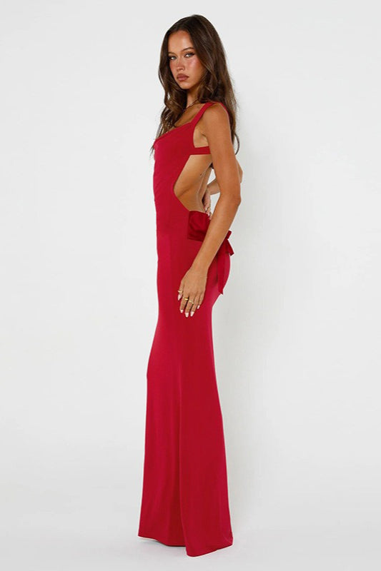 Vestido Formal de Tirantes con Espalda en Lazo