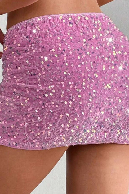 Minifalda ajustada de terciopelo con lentejuelas