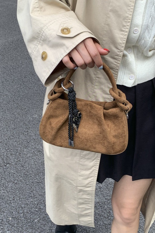 Bolso Bandolera Elegante Vintage con Charm de Nube Plisado