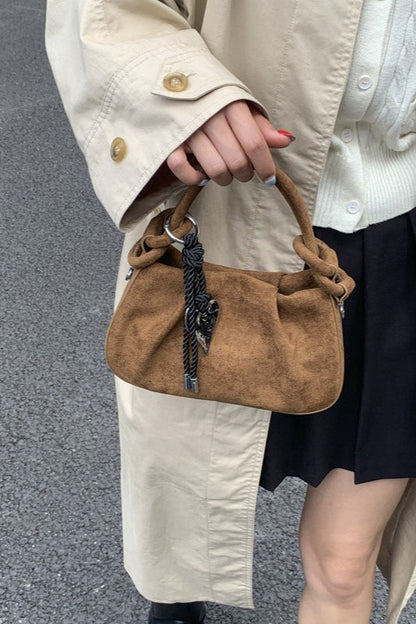 Bolso Bandolera Elegante Vintage con Charm de Nube Plisado