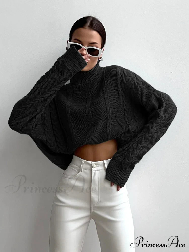 Cable Knit Graceful Turtleneck Oversized Sweater