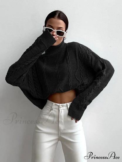 Cable Knit Graceful Turtleneck Oversized Sweater