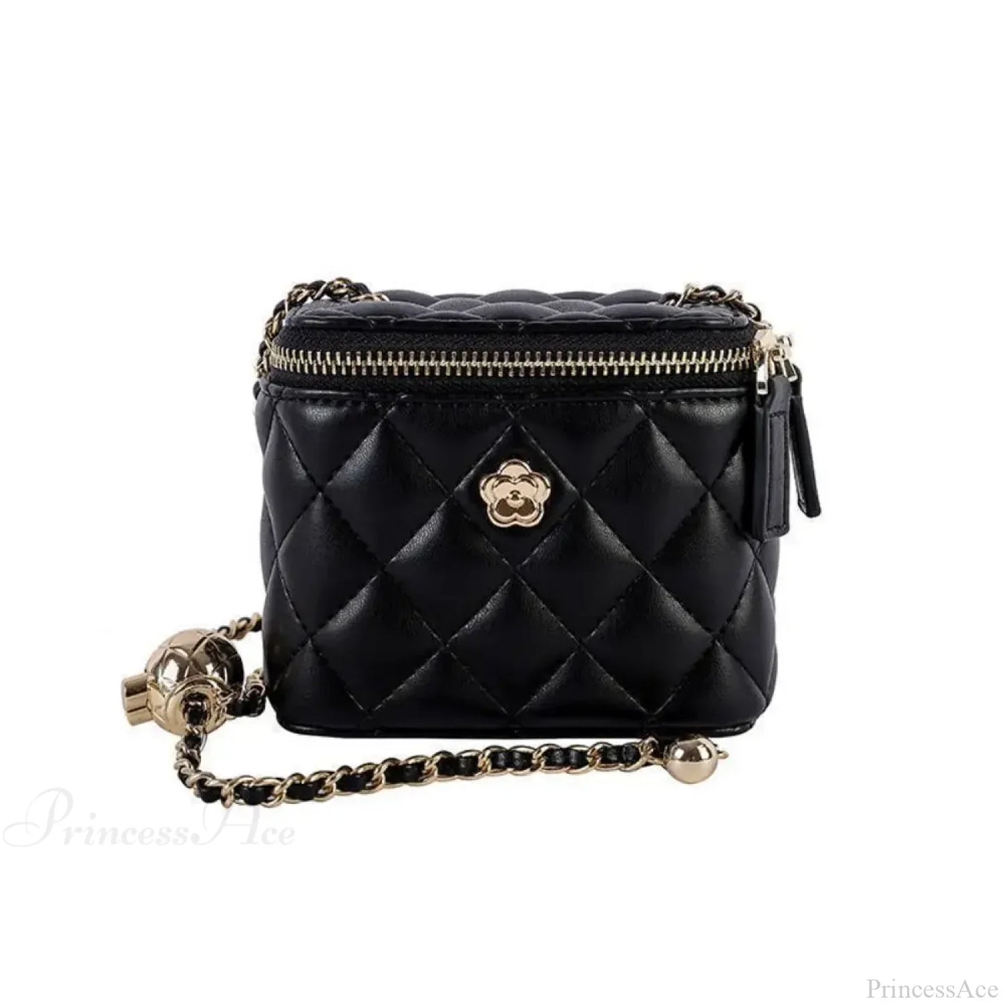 Camellia Rhombus Chain Bucket Crossbody