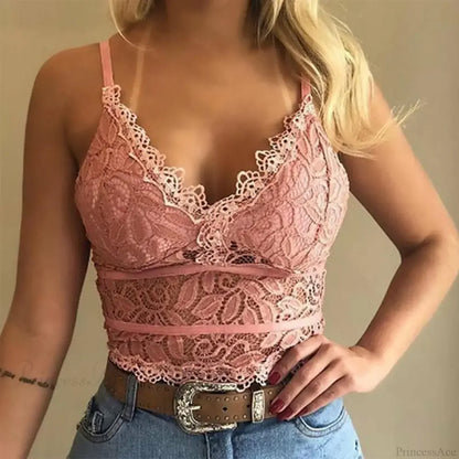 Candy Color Lace V-Neck Camisole Plus Size Bralette Vest