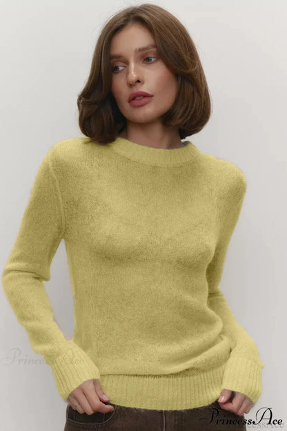 Candy Pastels Sheer Crew Neck Lightweight Knit Top