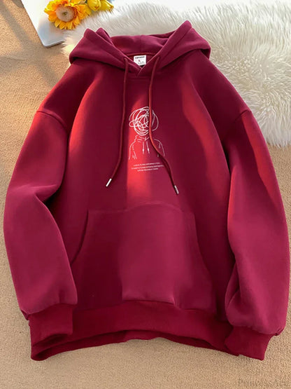 Cartoon Brainstorm Print Hip Hop Hoodie