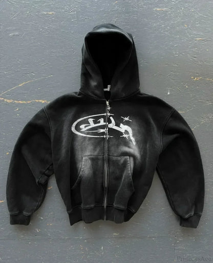 Cartoon Pattern Zipper Hoodie