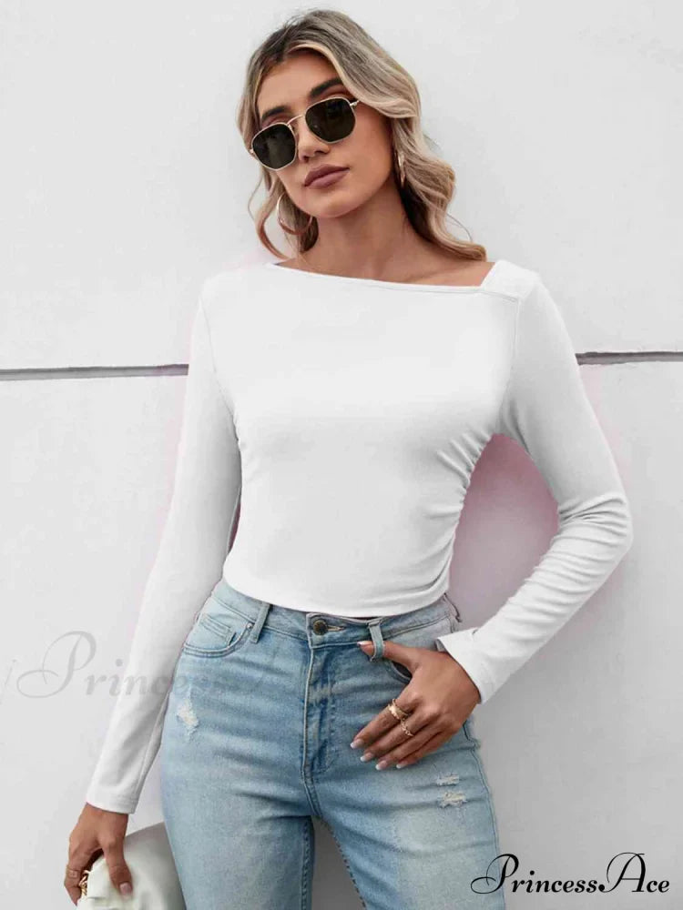Casual Arm Neck Long Top Basic Asymmetrical T-Shirt
