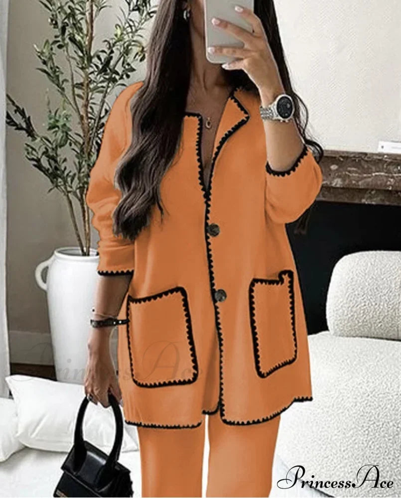 Casual Loose Solid Suit