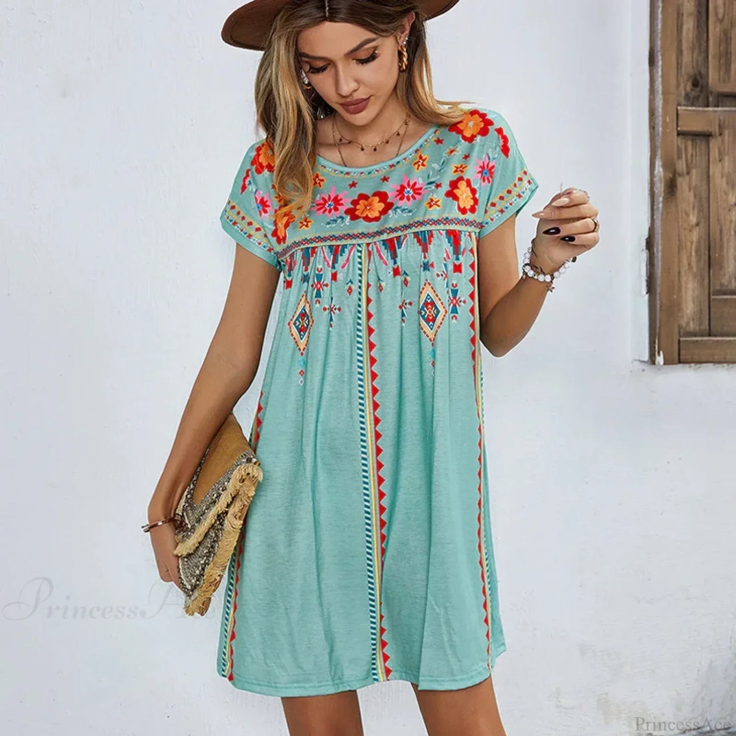Casual O-neck Cotton Boho Dress