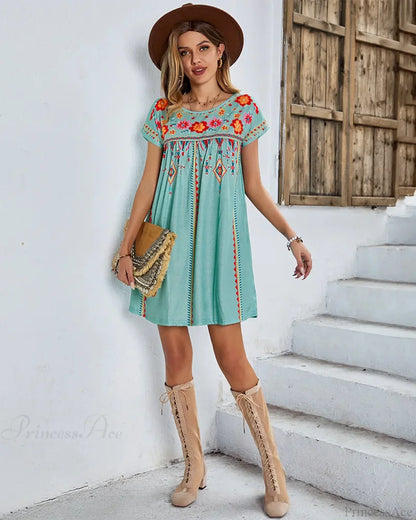 Casual O-neck Cotton Boho Dress