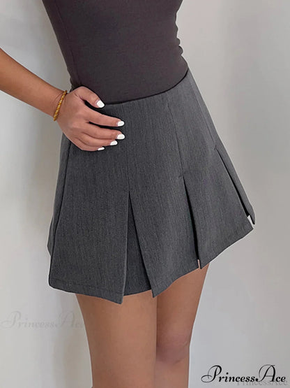 Casual Pleated Graceful Hem Mini Skirt