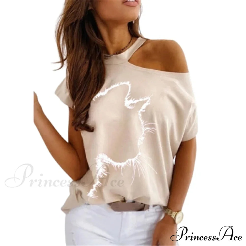Casual Print Short Sleeve O-neck Tops