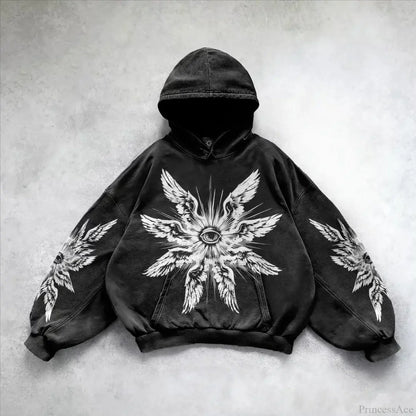 Casual Retro Gothic Printing Hoodie