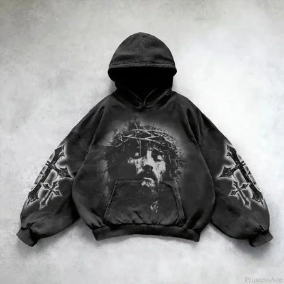 Casual Retro Gothic Printing Hoodie