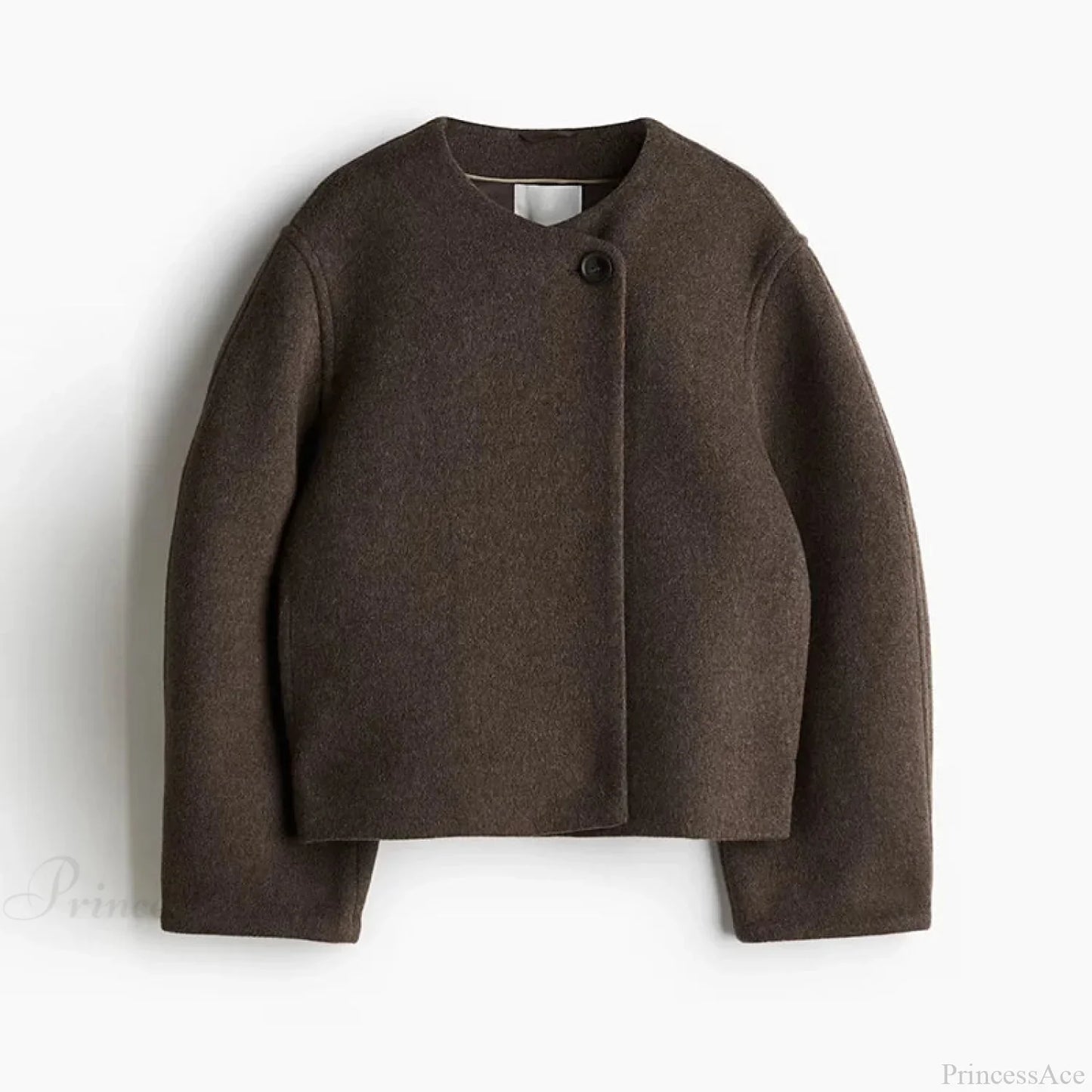 Casual Round Neck Loose Woolen Overcoat