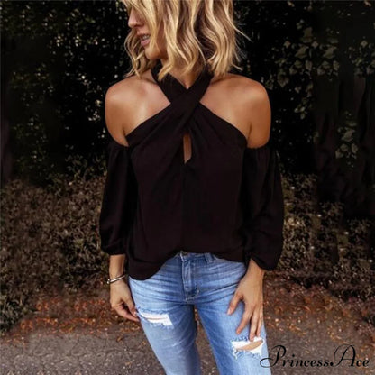 Casual Sexy Solid Color Halter Neck Strapless T-Shirt