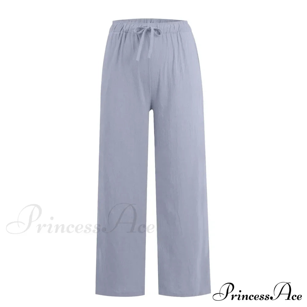 Casual Solid Drawstring Patchwork Low-Waisted Flare Spring Summer Pants