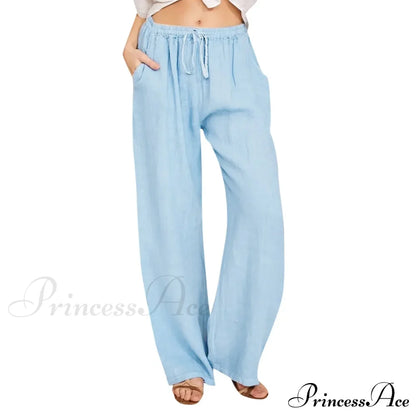 Casual Solid Drawstring Patchwork Low-Waisted Flare Spring Summer Pants