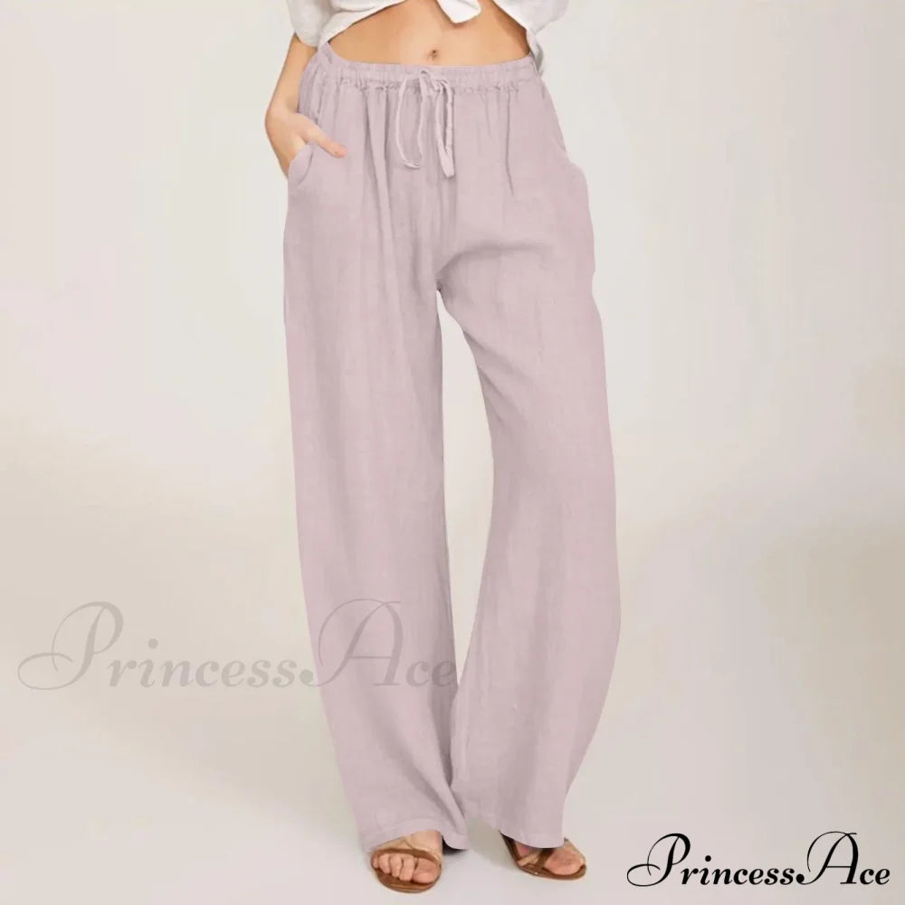 Casual Solid Drawstring Patchwork Low-Waisted Flare Spring Summer Pants