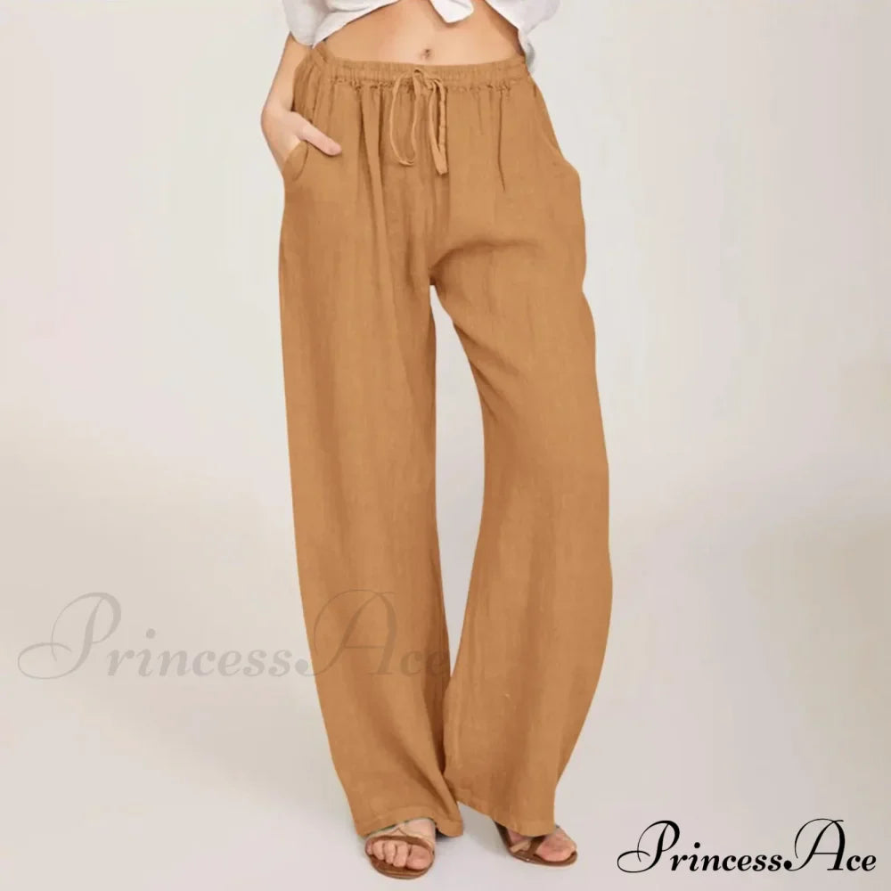 Casual Solid Drawstring Patchwork Low-Waisted Flare Spring Summer Pants