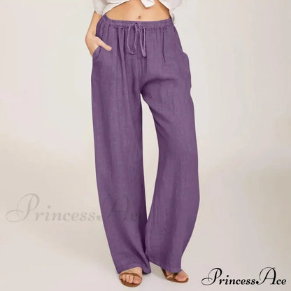 Casual Solid Drawstring Patchwork Low-Waisted Flare Spring Summer Pants