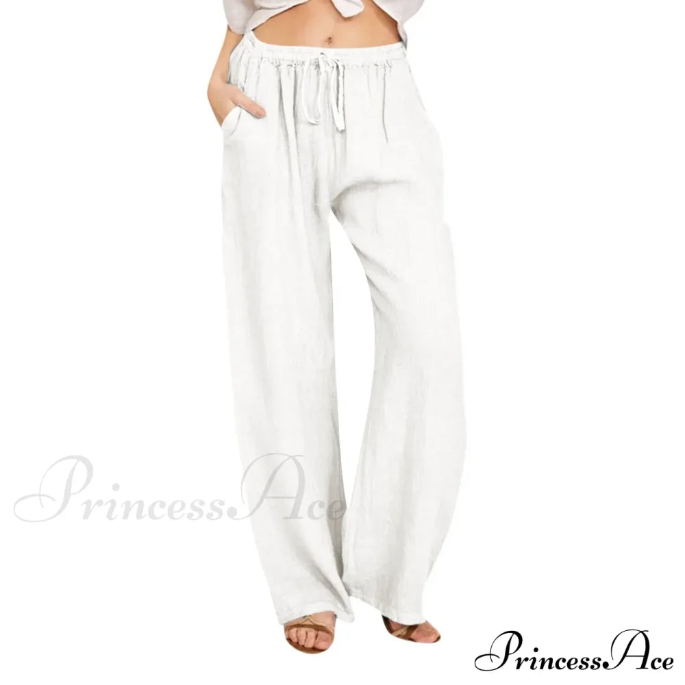 Casual Solid Drawstring Patchwork Low-Waisted Flare Spring Summer Pants