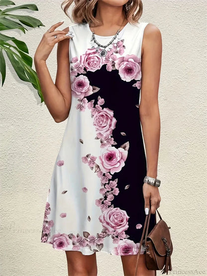 Casual Vintage Boho Floral Print Summer Bodycon Floral Dress