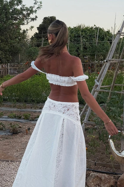 Conjunto de falda de playa con bikini de corte sólido en la cintura