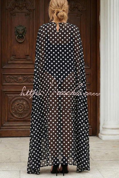 Fashionable Mesh See-through Maxi Cover-up Shawl Cape