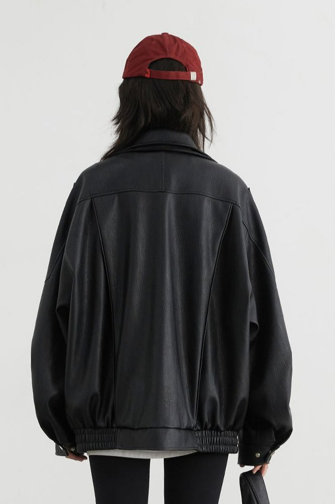 Chaqueta de cuero moto oversize