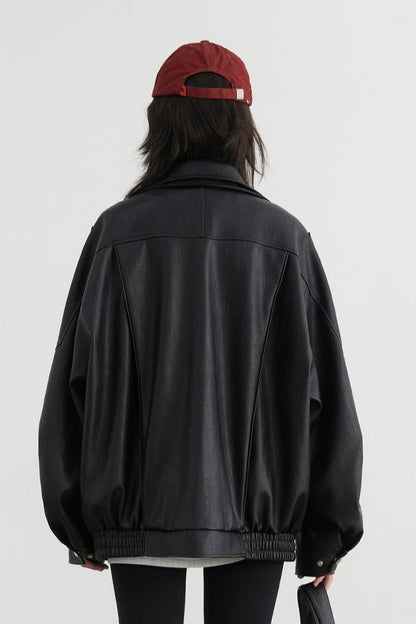 Chaqueta de cuero moto oversize