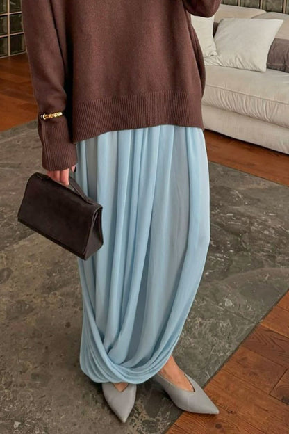 Maxifalda fluida de gasa elegante