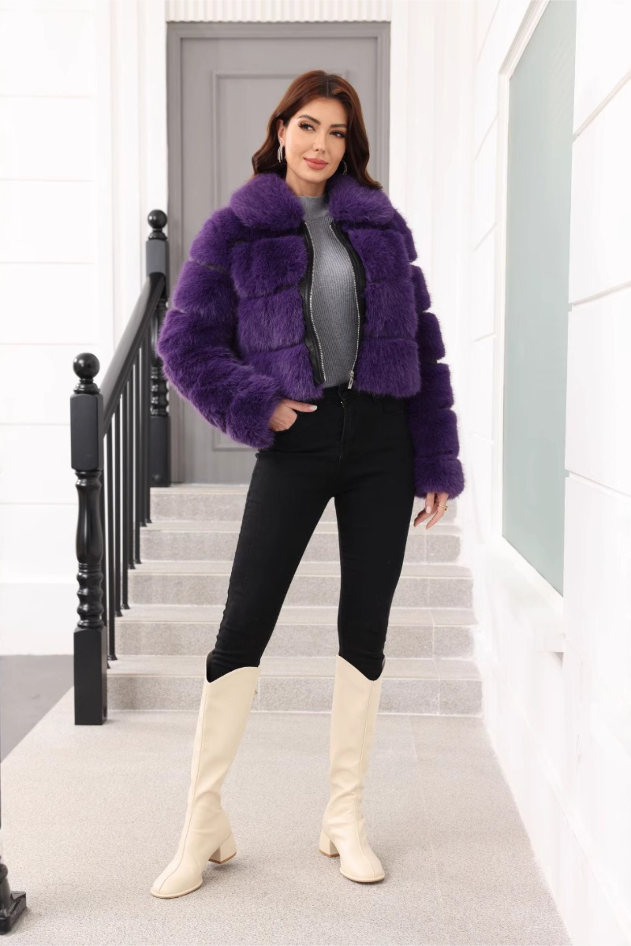 Elegant Short Faux Fur Classic Coat