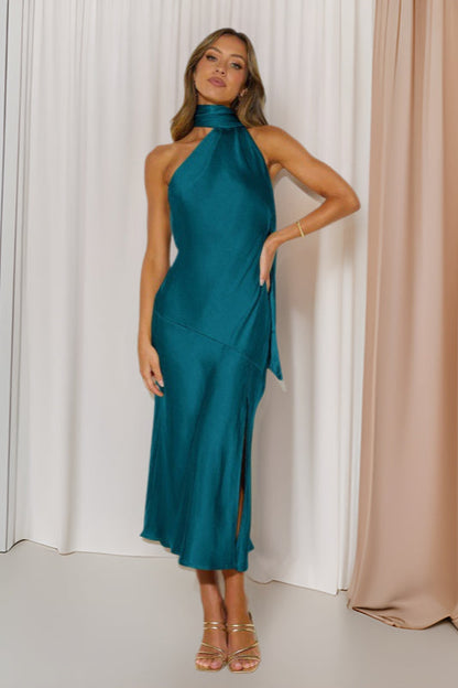 Chic Satin Slit Backless  Cocktail Dress