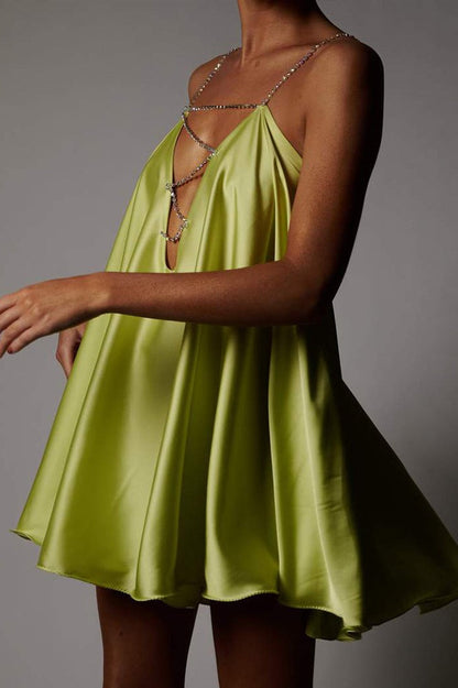 Vestido de fiesta sexy con cuello en V profundo y espalda descubierta