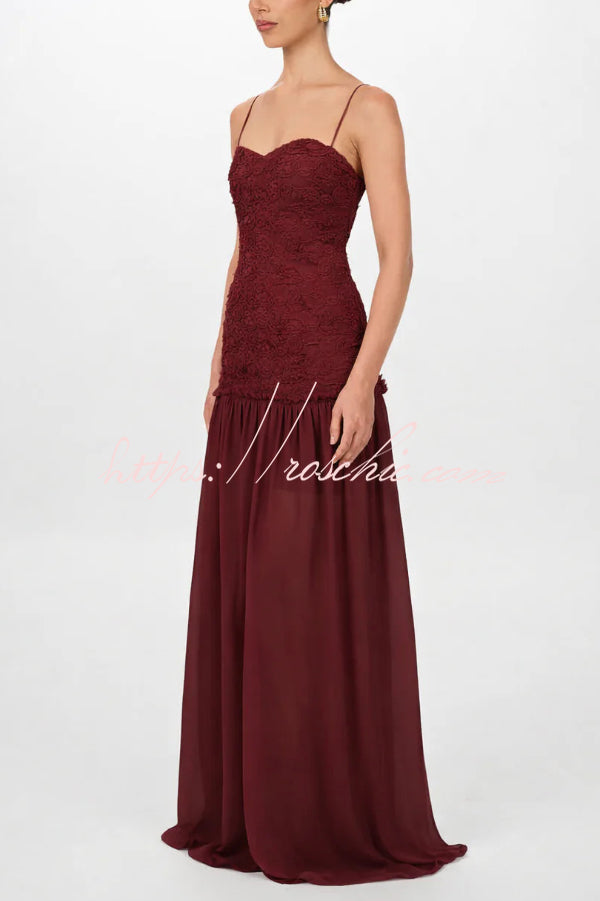 Stylish Three-dimensional Floral Chiffon Patchwork Strapless Elegant Maxi Dress