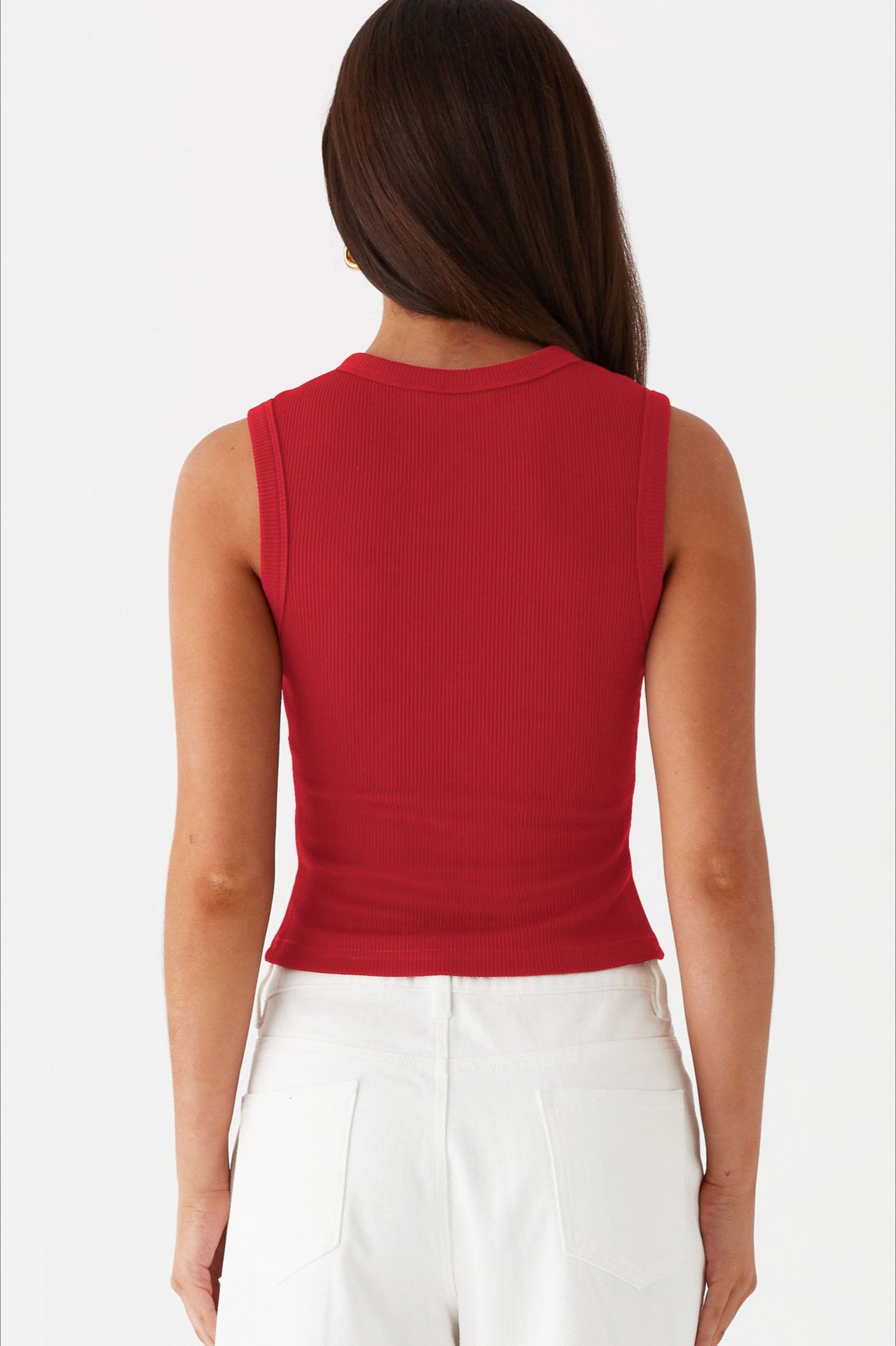 Top de punto sin mangas con cuello redondo