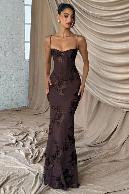 Vestido de graduación sólido con apliques 3D, almohadilla de hueso y espalda con lazo