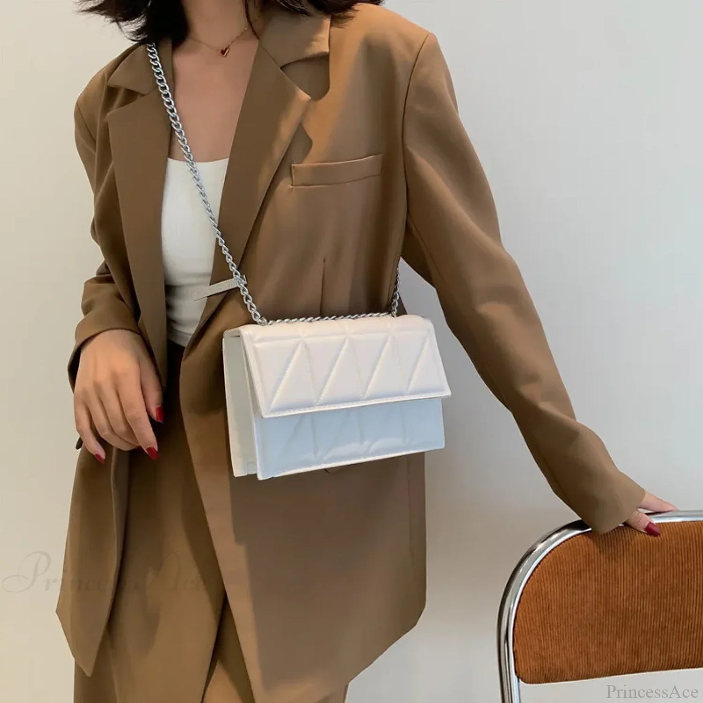 Chain Strap Flap Embroidery Crossbody