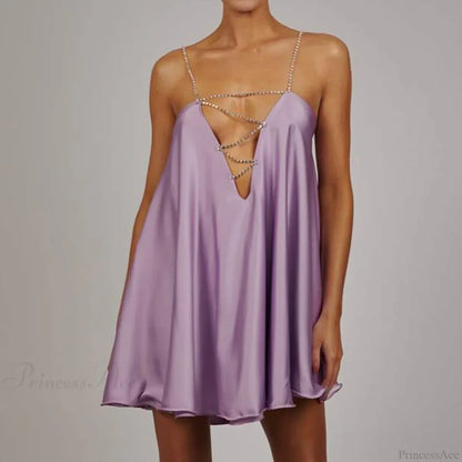 Chain Suspender Hollow Mini Dress
