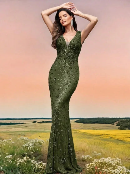 Champagne Sequin Mermaid Party Dress