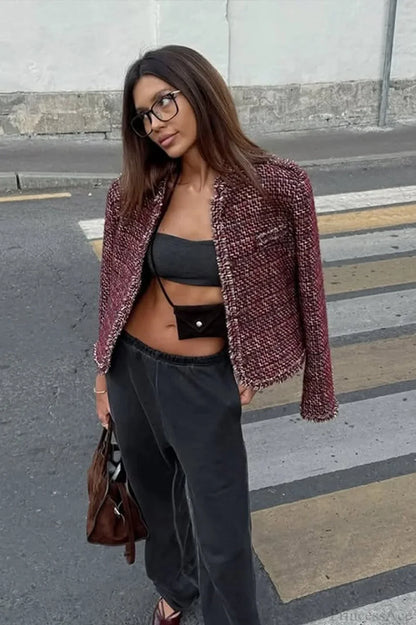 Chanel-style Tweed Elegant Cropped Jacket