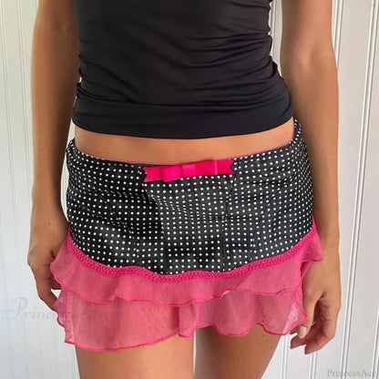 Cheetah Bow Ruffled Hem Skirt