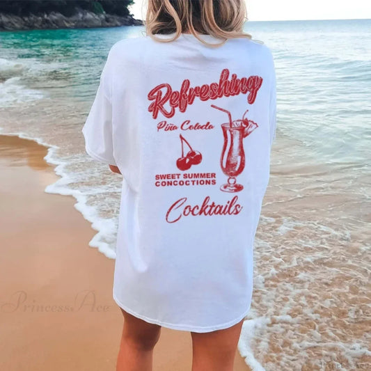 Cherry Cocktail Back Print Retro T-shirt
