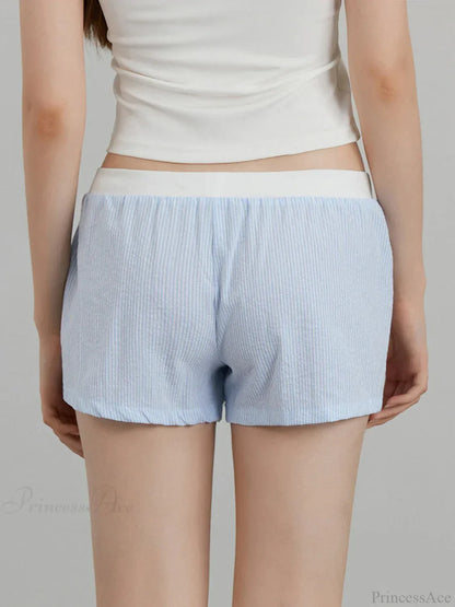 Cherry Striped Elastic Waist Short