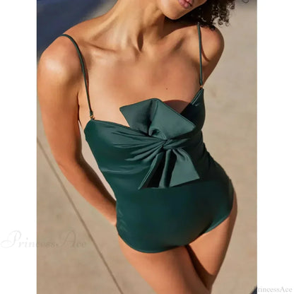 Chest Knot Halter One Piece Swimsuit